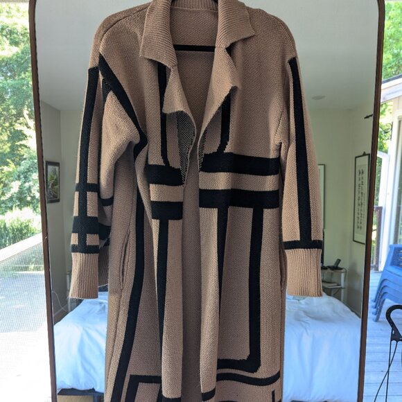 Geo Pattern Drop Shoulder Cardigan - Picture 4 of 8